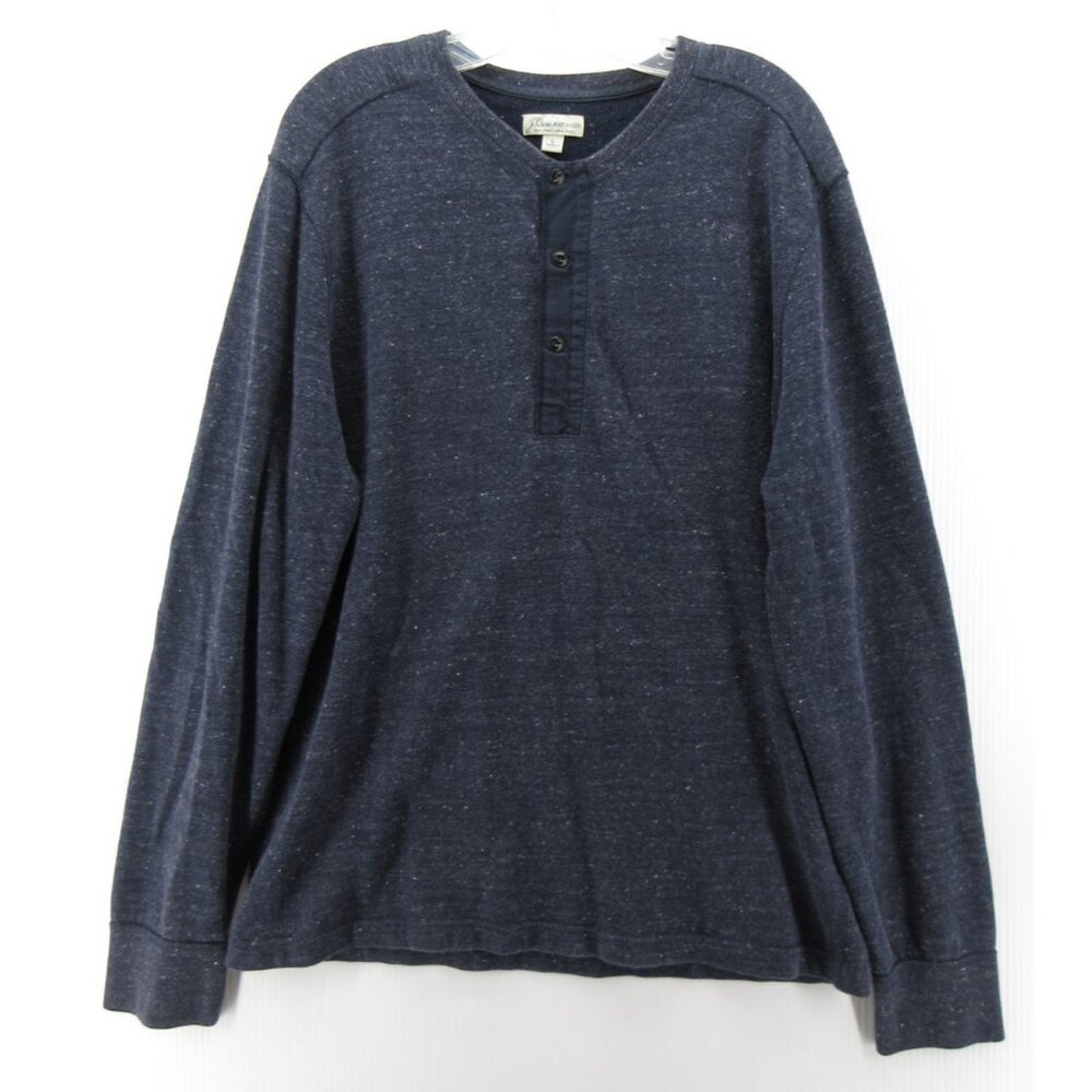 J Crew Sweater Large Knit Goods Henley Pullover Speckled Casual Knit